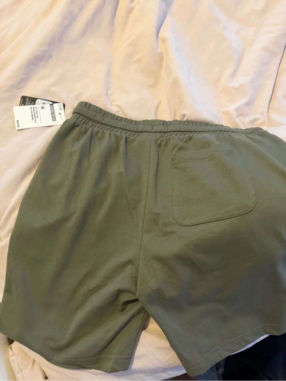 Hurley Olive Green Athletic Shorts with White Logo
